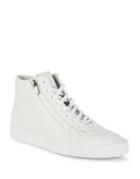 Hugo Boss Ribbed Leather High-top Sneakers
