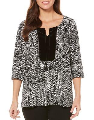Rafaella Printed Pleated Top