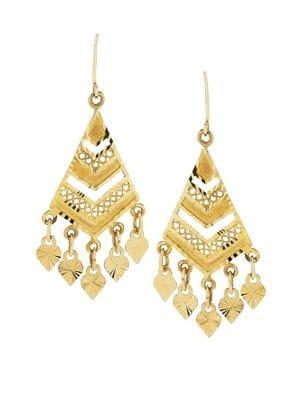 Lord & Taylor 14k Yellow Gold Chandelier Earrings