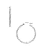 Lord & Taylor 14k White Gold Twisted Hoop Earrings