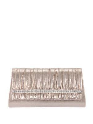 Nina Locklin Pleated Crystal Trim Clutch