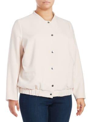 Vince Camuto Plus Snap Front Textured Bomber Jacket