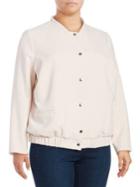 Vince Camuto Plus Snap Front Textured Bomber Jacket