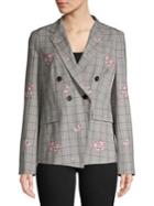 Marella Floral & Checkered Double-breasted Jacket