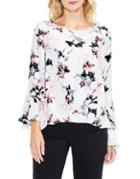 Vince Camuto Petite Floral Bell-sleeve Blouse
