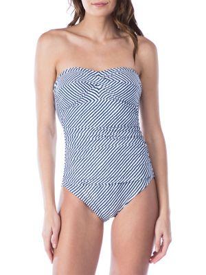 Lauren Ralph Lauren Painterly Stripe Bandeau One-piece Swimsuit