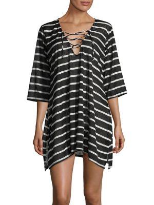 J Valdi Striped Lace-up Coverup