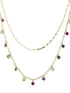 Lord & Taylor Multicolored Crystal Layered Charm Necklace