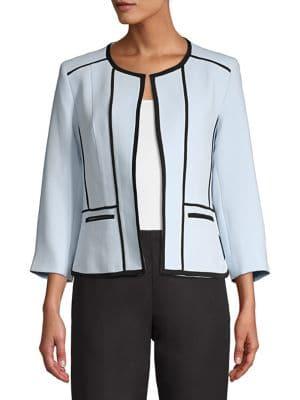 Kasper Piping Open Front Jacket