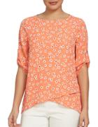Chaus Electric Sunset Ditsy Asymmetrical Blouse