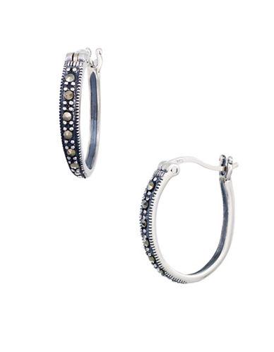 Lord & Taylor Marcasite And Sterling Silver Hoop Earrings