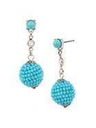 Miriam Haskell Woven Turquoise Beaded Ball Drop Earrings