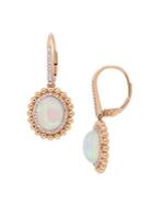 Sonatina 14k Rose Gold, Oval-cut Blue-hued Opal & Diamond Halo Earrings