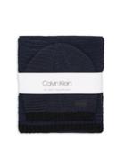 Calvin Klein Two-piece Marled Asymmetric Garter Stitch Beanie & Scarf Set