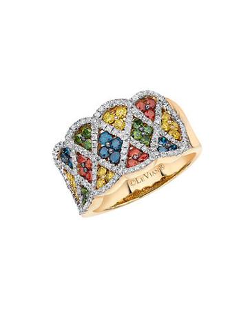 Levian Exotics Multi-color Diamond And 14k Honey Gold Ring