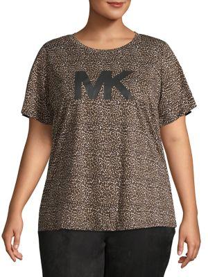 Michael Michael Kors Plus Leopard-print Logo Tee