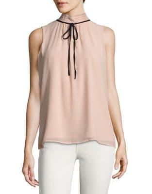 Karl Lagerfeld Paris Tie Mock Neck Top