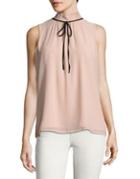 Karl Lagerfeld Paris Tie Mock Neck Top