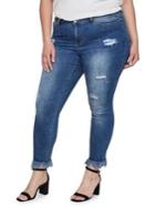 Junarose Plus Distressed Slim Ankle Raw-hem Jeans