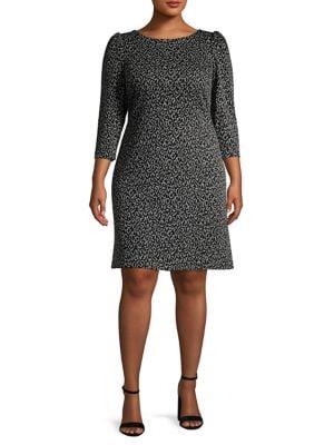 Calvin Klein Plus Balloon-sleeve Leopard Jacquard Dress