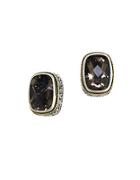 Effy Smoky Quartz, Sterling Silver And 18k Yellow Gold Stud Earrings