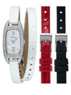 Seiko Jewelry Stainless Steel Changeable Leather-strap Watch
