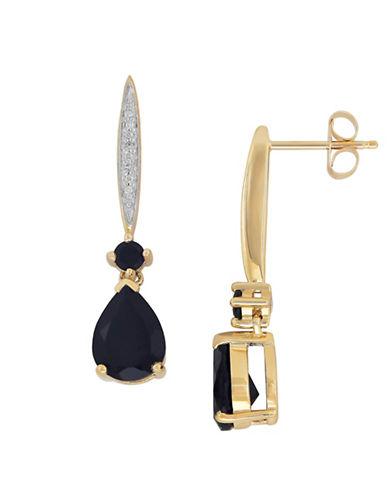 Lord & Taylor 14k Yellow Gold And Onyx Diamond Drop Earrings