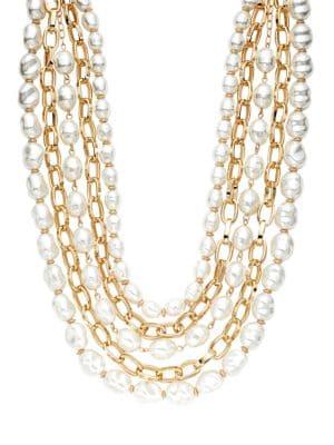 Design Lab 5-strand Goldtone & Faux-pearl Necklace