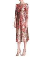 Marchesa Notte Three-quarter-sleeve Sequin Midi Dress