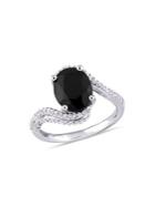 Sonatina Black Sapphire And White Topaz Sterling Silver Bypass Ring