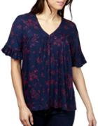 Lucky Brand Contrast Floral Top