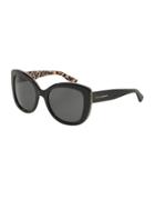Dolce & Gabbana Leopard Print-trimmed 53mm Cat's-eye Sunglasses