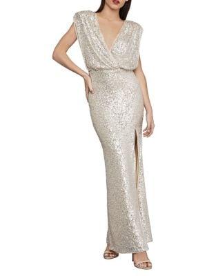 Bcbgmaxazria Surplice Sequin-embellished Gown
