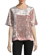 Joan Vass Elbow-length Sleeve Velvet Tee