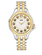 Fendi Crazy Carats Diamond, Topaz, 18k Yellow Gold Plated And Stainless Steel Bracelet Watch, F107134000t0
