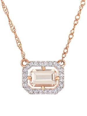 Sonatina 14k Rose Gold, Morganite & Diamond Halo Pendant Necklace