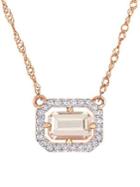 Sonatina 14k Rose Gold, Morganite & Diamond Halo Pendant Necklace