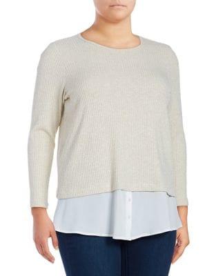 Calvin Klein Plus Plus Textured Long-sleeve Blouse