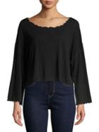Free People Scalloped Cropped Cotton Top