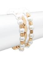 Design Lab 3-pair Faux-pearl Goldtone Bracelet