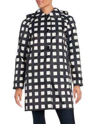 Kate Spade New York Checked Hooded Rain Coat