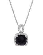 Lord & Taylor Onyx And Cubic Zirconia Pendant Necklace