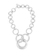 Robert Lee Morris Soho Hammered Texture Silverplated Circle Link Necklace