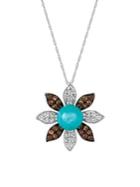 Le Vian Robins Egg Blue Turquoise&trade;, White Sapphire, Chocolate Quartz? And14k Vanilla Gold? Necklace