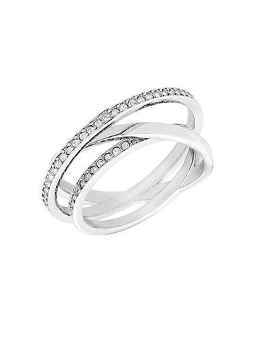 Swarovski Spiral Silvertone And Crystal Ring
