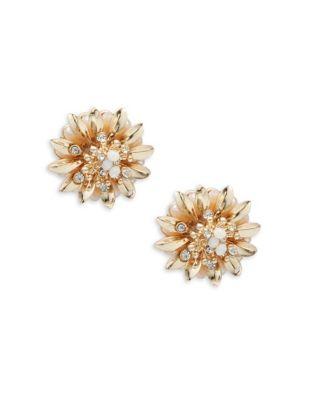 Kensie Beaded Flower Stud Crystal Earrings