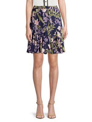 Karl Lagerfeld Paris Floral Ruffled Skirt