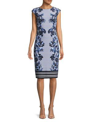 Vince Camuto Printed Cap Sleeve Sheath Dress