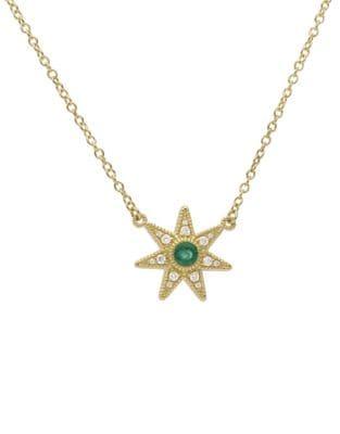 Ripka Juliette Emerald, Pave Diamond And 14k Yellow Gold Star Pendant Necklace