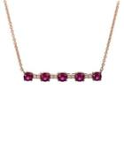 Marco Moore 18k Rose Gold, Diamond And Ruby Bar Pendant Necklace